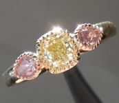 SOLD...0.66ctw Natural Yellow and Pink Diamond Ring R8371