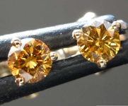 SOLD....0.33ctw Orangy Brown Yellow Round Brilliant Diamond Earrings R7761