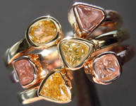 SOLD....0.61ctw Assorted Fancy Colored Diamond Ring R8515