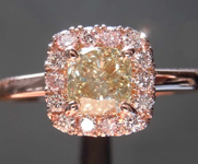 SOLD...0.71ct Greenish Gray VS2 Cushion Cut Diamond Ring R8549