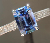 0.93ct Blue Emerald Cut Sapphire Ring R7768