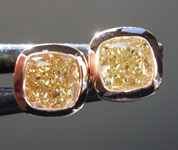 SOLD....0.81ctw Yellow Cushion Cut Diamond Earrings R8909