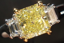 SOLD...Ring- GIA 1.10ct Fancy Yellow Diamond Platinum trapezoid ring R907