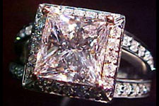 SOLD.....Halo RING: GIA 2.25ct Faint Pink/SI2 Princess Cut Diamond Microset Halo Ring R1480