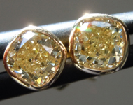 SOLD.....0.76ctw Yellow VS Cushion Cut Diamond Earrings R9703