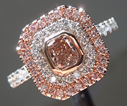 SOLD..0.33ct Pinkish Brown SI2 Cushion Cut Diamond Ring R9875