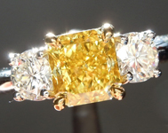 SOLD....Yellow Diamond Ring: 1.01ct VS2 Fancy Vivid Yellow Radiant Cut GIA Three Stone Ring R1702