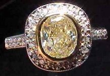 SOLD.....Diamond Ring Special: .95ct VS1 Radiant Cut S-T Light Yellow Diamond HALO ring R1833