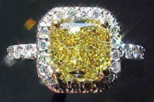 SOLD.......Ring: 1.75ct Fancy Intense Yellow Radiant Cut Microset Diamond Ring R1745