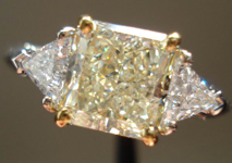 SOLD.....Three Stone Diamond Ring: 2.04carat S-T Faint Yellow Radiant Trilliants GIA  R1945