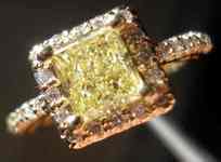 SOLD.....Halo Diamond Ring: 1.03 Radiant GIA Fancy Yellow Hal2 Selling YELLOW GOLD R2141