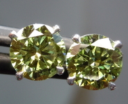 1.58ctw Green Round Brilliant Lab Grown Diamond Earrings R10537