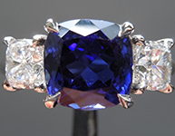 3.09ct Blue Cushion Cut Sapphire Ring R10654