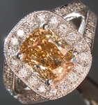 SOLD....1.53ct Brown-Yellow VS1 Cushion Cut Diamond Ring R3241 