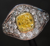 0.66ct Vivid Yellow VS2 Cushion Cut Diamond Ring R5312