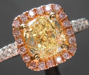 SOLD....1.41ct Yellow VS2 Cushion Cut Diamond Ring R5672