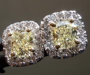 SOLD...1.11cts Yellow Cushion Cut Diamond Earrings R6015