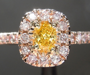 .30ct Vivid Orangy Yellow VS1 Cushion Cut Diamond Ring R6077