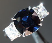 SOLD........Sapphire Ring: 3.27ct Blue Cushion Cut Sapphire and Diamond Ring R6188