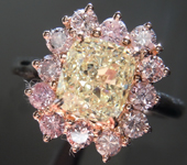 SOLD....Diamond Ring: 1.29ct Y-Z VVS1 Cushion Modified Brilliant Pink Lemonade™ Diamond Ring GIA R6503