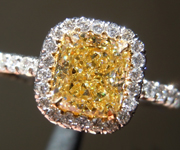 SOLD.....Yellow Diamond Ring: 1.04ct Fancy Yellow VS2 Cushion Modified Brilliant Diamond Halo Ring GIA R6515