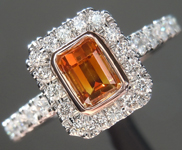 SOLD....0.51ct Brown-Orange SI2 Emerald Cut Diamond Ring R6835