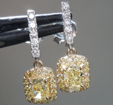 1.24ct Yellow SI2 Cushion Cut Diamond Earrings R6881