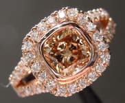 SOLD.....Brown Diamond Ring: 1.04ct Fancy Yellowish Brown SI1 Cushion Cut Diamond Halo Ring GIA R6978