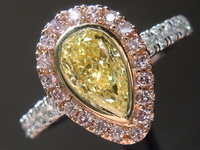 SOLD...0.86ct Yellow VS1 Pear Shape Pink Lemonade™ Diamond Ring R7265