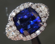 SOLD.....Sapphire Ring: 3.03ct Blue Cushion Cut Sapphire and Diamond Ring R7543
