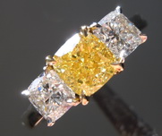 1.01ct Intense Yellow SI2 Cushion Cut Diamond Ring R7669