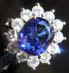 SOLD....3.12ct Blue Cushion Cut Sapphire Ring  R7759