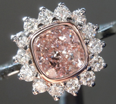 1.05ct Brown-Pink I1 Cushion Cut Diamond Ring R8407