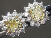 SOLD....1.08cts Yellow VS Cushion Cut Diamond Earrings R9224